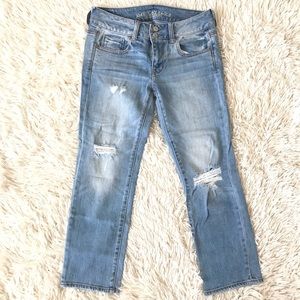 American Eagle Distressed Artist Crop Jeans